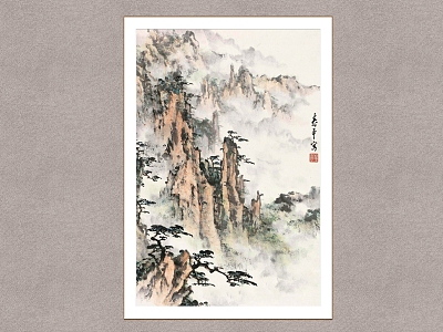 Huangshan Songyun Dong Shouping Landscape Decorative Painting Wall Decorative Painting model