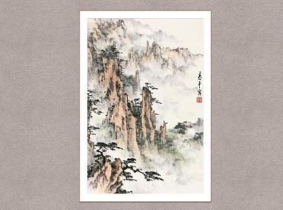 Huangshan Songyun Dong Shouping Landscape Decorative Painting Wall Decorative Painting 3d model