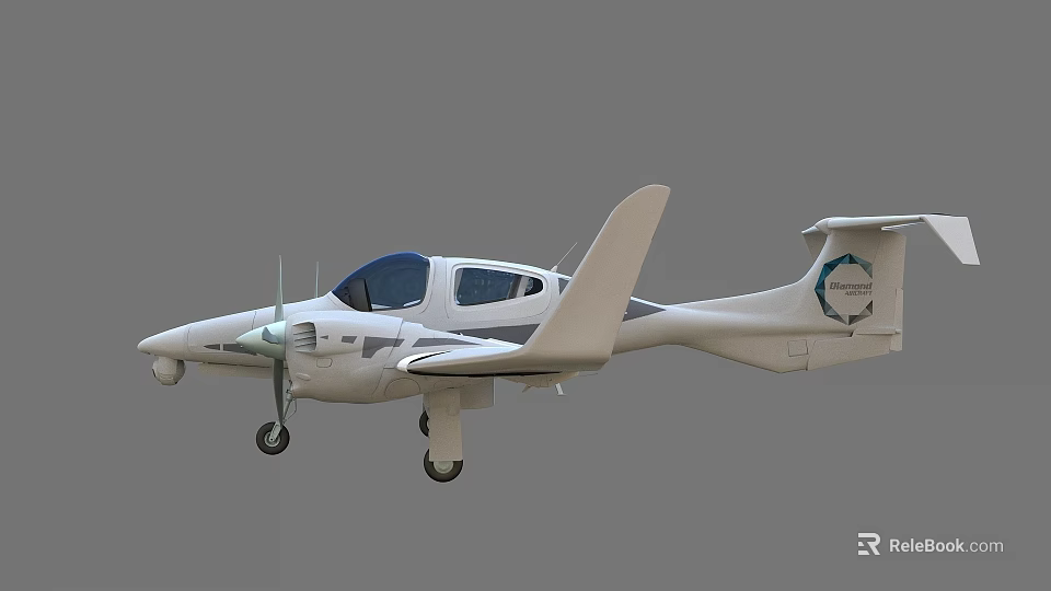 White Small Airplane With Propeller Streamlined Cockpit Design In Flight 3d model 