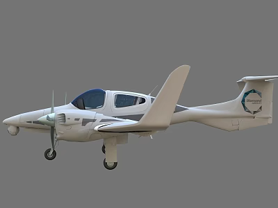 White Small Airplane With Propeller Streamlined Cockpit Design In Flight 3d model