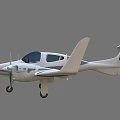 White Small Airplane With Propeller Streamlined Cockpit Design In Flight 3d model