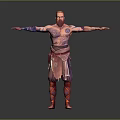 Red Haired Male Character With Intricate Tattoos Ornamental Outfit And Outstretched Arms