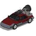 Stylish Red Sports Car With Powerful Engine Mounted On Roof Design