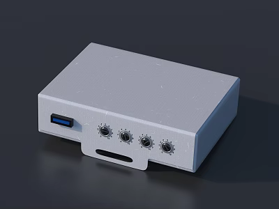 Functional Compact White Industrial Equipment With Control Knobs And USB Port 3d model