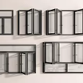 Various Modern Window Designs With Black Frames And Different Opening Styles 3d model