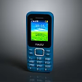 Blue MAXIV Feature Phone With Screen Showing Time Date And Numeric Keypad 3d model