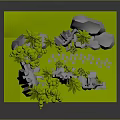 3D Forest Scene Model With Pine Trees Rocks Castle And Green Base 3d model