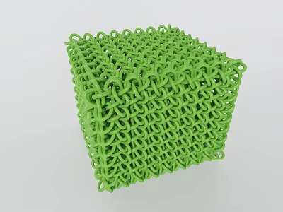 Green Cube Decorative Ornament Set With Interlocking Ring Mesh Design Structure 3d model