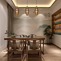 Elegant Beauty Salon Interior with Treatment Beds Landscape Paintings and Circular Decor
