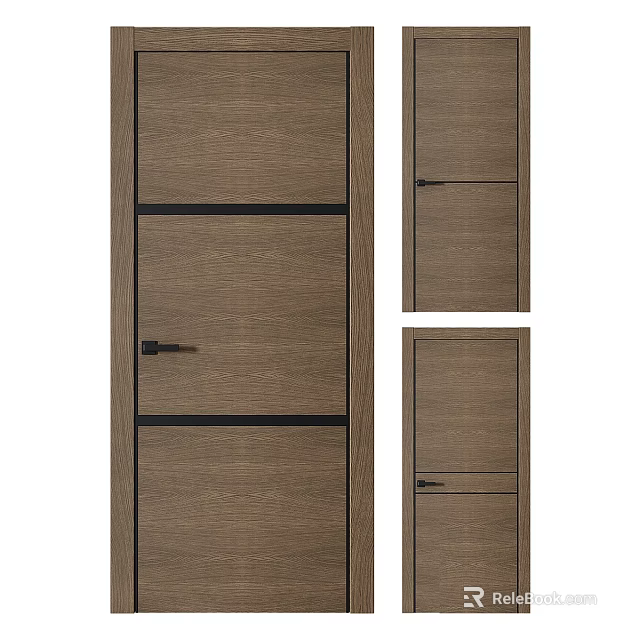 Modern Swing Door Design With Wooden Texture And Various Panel Styles 3d model