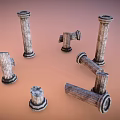 Roman Pillar Stone Pillar Stone Block 3d model