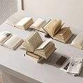 Modern Books Combination Open Books Newspapers Foreign Books 3d model