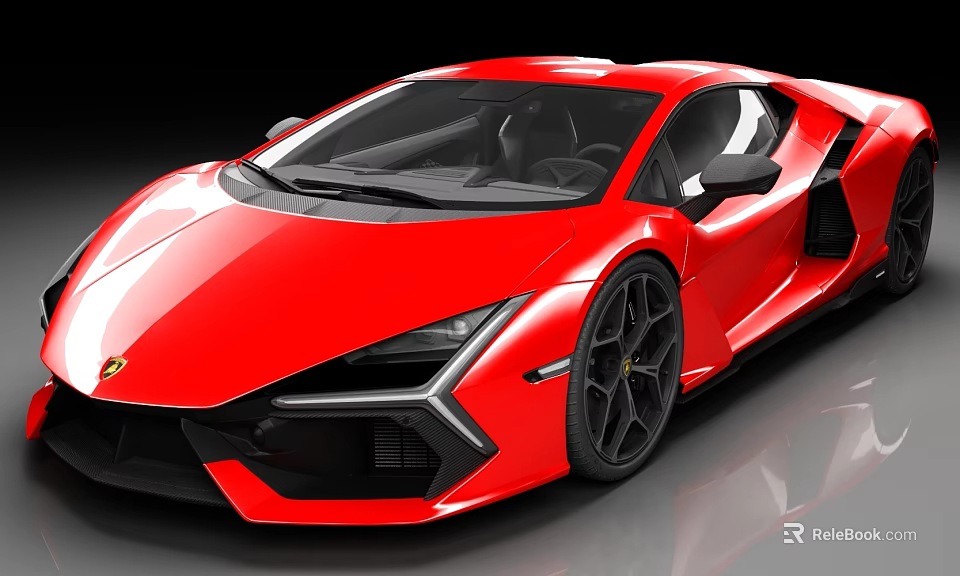 Sleek Modern Red Sports Car With Sharp Front Fascia And Black Alloy Wheels 3d model 