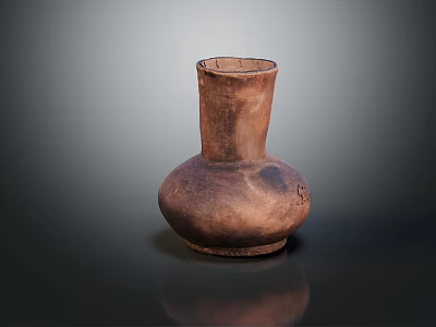 Handcrafted Rustic Clay Vase With Textured Surface And Earthy Tone Design 3d model