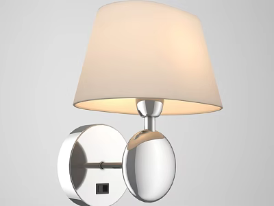 Modern Wall Lamp With Beige Fabric Shade And Chrome Metal Base Illuminated 3d model