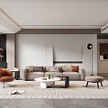 Modern Living Room Interior With Sofa Coffee Table Armchair Floor Lamp And Area Rug