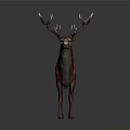 Red Reptile With Antler Like Horns In 3D Render Gray Background