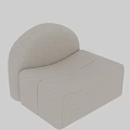Modern Single Sofa in Light Gray with Curved Backrest and Plush Fabric 3d model