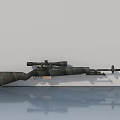 Camouflage Pattern Rifle With Scope On Gray Background Showing Reflection 3d model