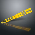 Yellow Folding Knife Featuring Geometric Cutouts Reflective Surface and Modern Design 3d model