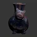 Animal Shaped Ceramic Vase With Red And Blue Patterned Bear Standing On Four Legs