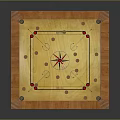 Wooden Square Carrom Board Furniture Featuring Yellow Surface With Red Black Markings And Lines