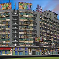 Rural Self Built House Multi Story Building With Balconies Colorful Signs And Ground Floor Shops