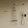 Modern Stainless Steel Shower Head With Wall Mounted Rainfall And Handheld Sprayer