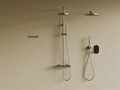 Modern Stainless Steel Shower Head With Wall Mounted Rainfall And Handheld Sprayer 3d model