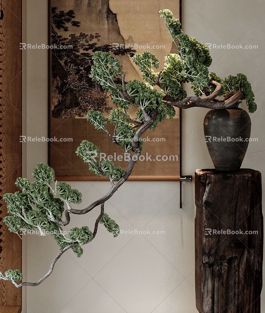 New Chinese Style Welcome Pine Bonsai 3d model