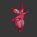Pink Game and Movie Character With Large Ears And Outstretched Arms