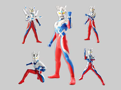 Ultraman Game And Movie Character Action Figures With Various Poses 3d model