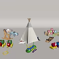 Fun Assorted Kids' Toys Including Teepee Tent Building Blocks and Toy Cars