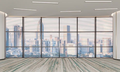 Office Floor-to-Floor Glass Window, Curtain Wall, Venetian Curtain 3d model