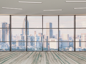 Office Floor-to-Floor Glass Window, Curtain Wall, Venetian Curtain 3d model