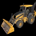 Yellow Backhoe Loader Construction Machinery With Front Bucket And Excavator Arm
