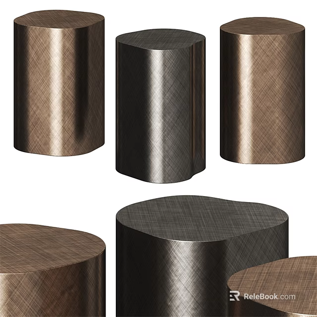 Modern Metal Side Tables With Cylindrical And Geometric Designs For Home Decor 3d model 