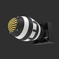 Military Bomb With Yellow And Black Stripes Cylindrical Design On Stand
