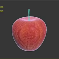 Fresh Red Apple With Shiny Surface Yellow Specks And Stem As Daily Living Item