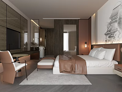 Modern New Chinese Hotel Room Hotel Toilet Water Bar 3d model