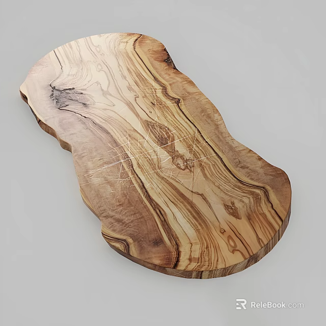 Natural Olive Wood Cutting Board With Irregular Shape And Unique Grain Patterns 3d model 