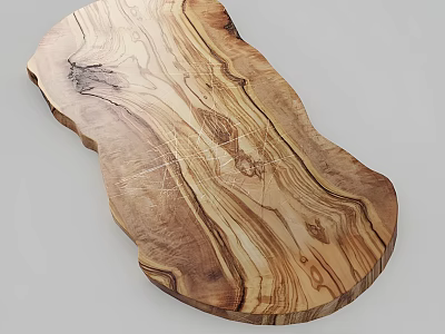Natural Olive Wood Cutting Board With Irregular Shape And Unique Grain Patterns 3d model