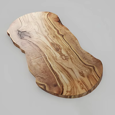 Natural Olive Wood Cutting Board With Irregular Shape And Unique Grain Patterns 3d model