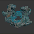 Natural Rock Formation Structure With Stacked Gray Brown Stones And Hollow Space