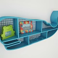 Cute Cat Whale Bird Shaped Wall Cabinets With Grid Design For Small Items Storage 3d model