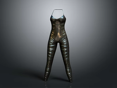 Shiny Metallic Fitted Jumpsuit With Sleeveless Design And Modern Fashion Look 3d model