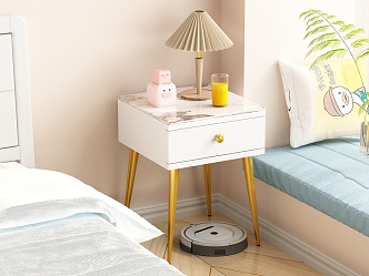 Light Luxury Bedside Table 3d model