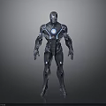 High Tech Iron Man Armor 3D Render With Blue Glowing Details And Metallic Design
