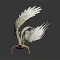Shirtless Male Figure With Large White Wings And Spread Arms