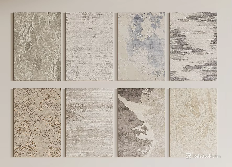 Square Rugs With Diverse Textured Patterns For Modern Home Decor And Styling 3d model 